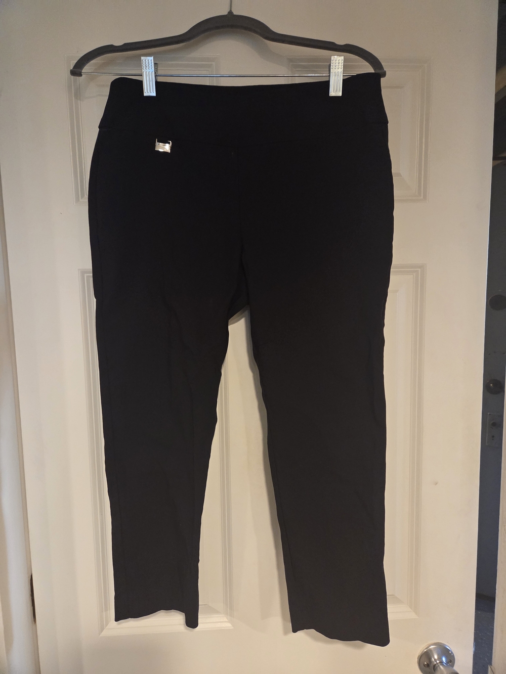 Black Cropped Stretch Pull-On Tummy Control Pants